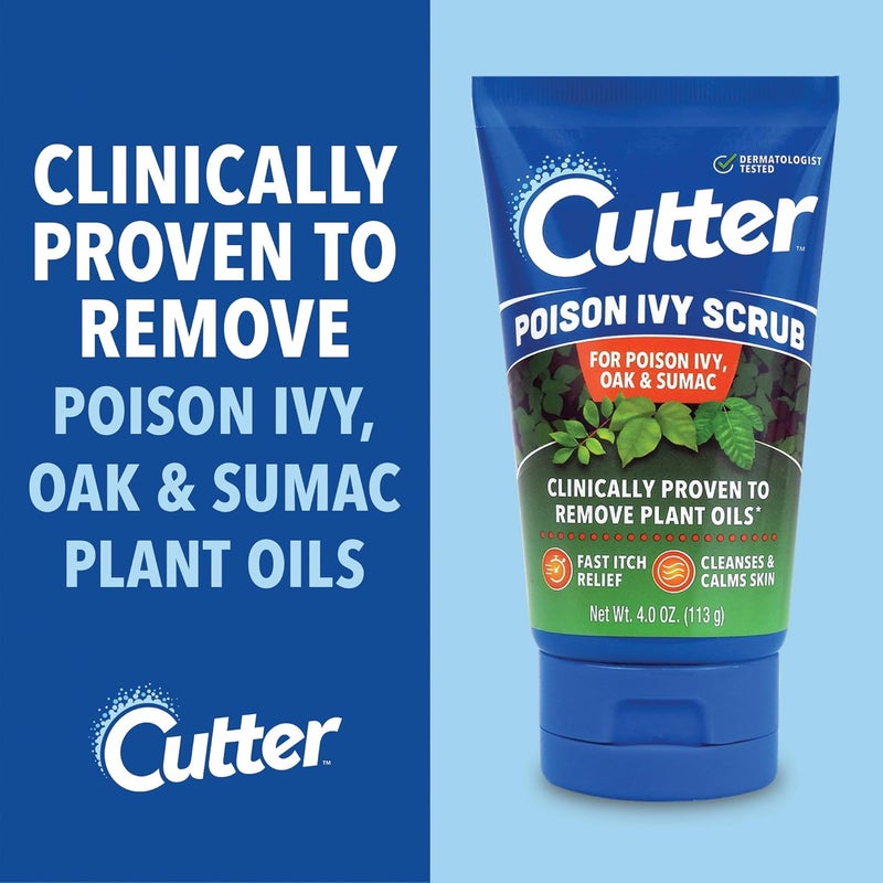 Cutter Poison Ivy, Oak and Sumac Scrub, Removes Poisonous Plant Oils That Cause Rash and Itching, Made with Vitamin E, Fast Itch Relief, Cleanses and Calms Skin, and Natural Exfoliating Beads - Image 3